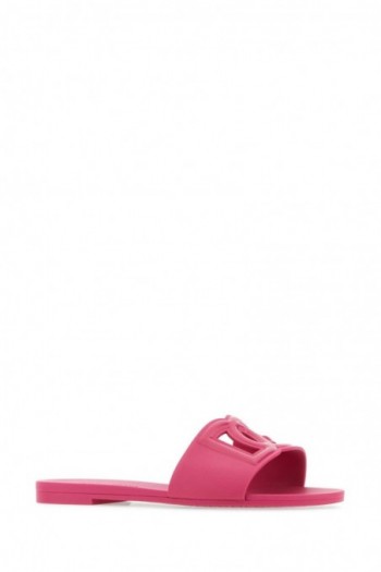 Dolce & Gabbana Różowe gumowe klapki z logo DG
