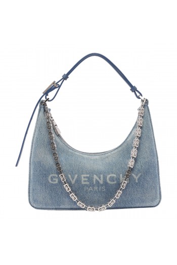 Givenchy Jeansowa torebka MOON, niebieska, logo, na łańcuszku