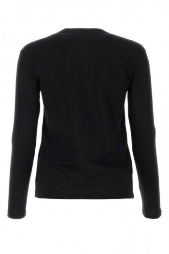 Miu Miu Czarna bawełniana koszulka na długi rękaw z logo