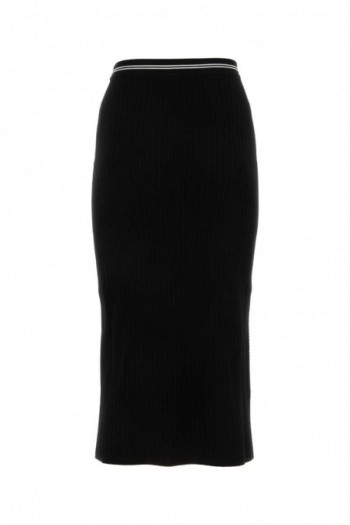 Miu Miu Długa czarna spódnica z mieszanki wiskozy