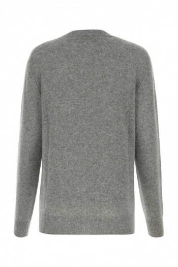 Miu Miu Wełniany sweter w kolorze szarego melanżu z logo