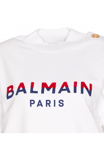 Balmain Sweter z drukowanym logo 'Balmain Paris, Balmain odzież damska