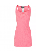 2Versace Różowa sukienka mini z tkaniny frotte z haftem Versace Allover
