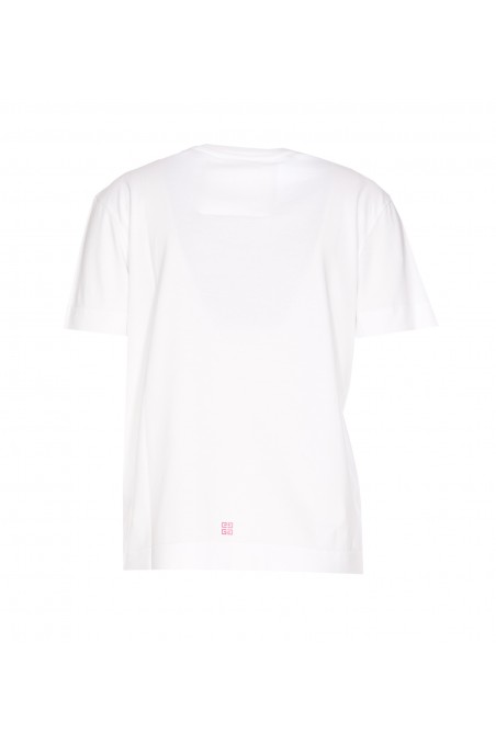 Givenchy Biała bawełniana koszulka z logo Star 4G