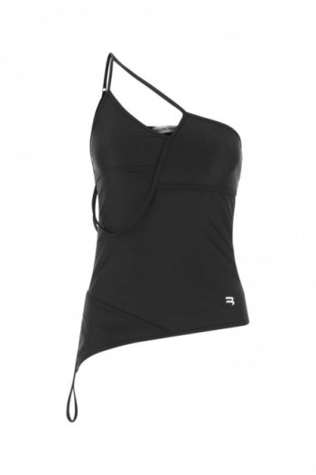 Balenciaga Czarny top na jedno ramię z czarnego elastycznego nylonu