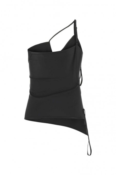 Balenciaga Czarny top na jedno ramię z czarnego elastycznego nylonu
