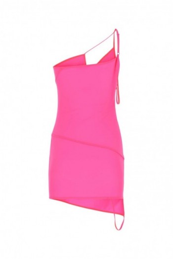Balenciaga Fluo różowa sukienka mini ze stretchem z nylonu