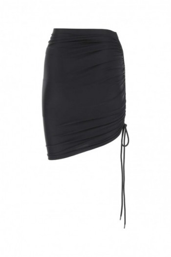 Balenciaga Czarna spódnica z marszczeniami z elastycznego nylonu