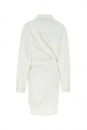 Balenciaga Kopertowa mini sukienka z białej popeliny