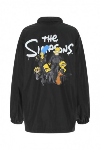 Balenciaga Czarna kurtka typu oversize z poliestru z nadrukiem The Simpsons TM