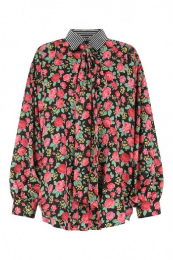 Balenciaga Dwustronna bluzka oversize z poliestru z kwiatowym nadrukiem