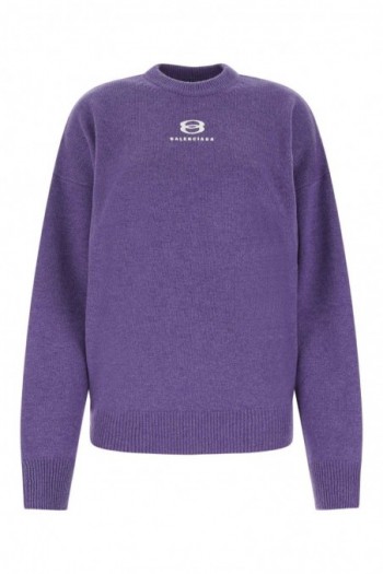 Balenciaga Kaszmirowy sweter typu oversize w kolorze fioltowym