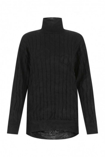 Balenciaga Czarny sweter z golfem typu oversize z domieszką jedwabiu