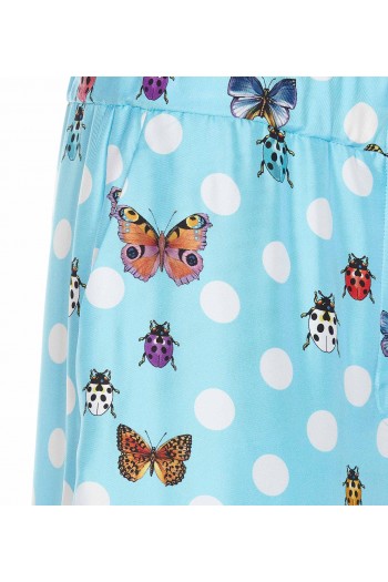 Versace Jedwabne spodnie z motylami