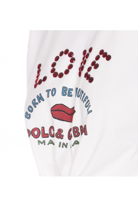 Dolce & Gabbana Krótki top z logo, luksusowa odzież damska