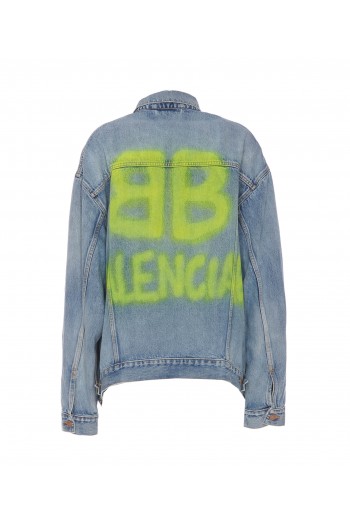 Balenciaga Jeansowa kurtka z kultowym logo BB