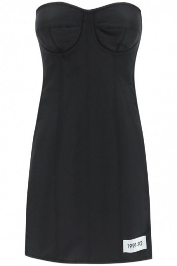 Dolce & gabbana Czarna mini sukienka z jedwabnej mieszanki faille mory