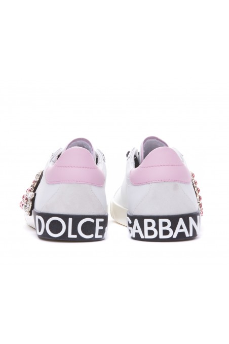 DOLCE & GABBANA Sneakersy 'Portofino Vintage' z kryształkami, CK2203AO9008Z079