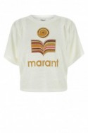 2Isabel Marant Etoile Lniany t-shirt Kyanza w kolorze kości słoniowej