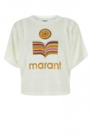 Isabel Marant Etoile Lniany t-shirt Kyanza w kolorze kości słoniowej