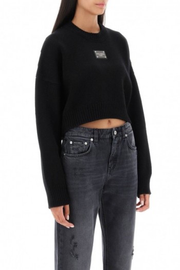 Dolce & gabbana Czarny sweter typu oversize z logo DG
