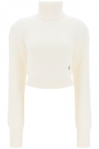 Dolce & gabbana Biały sweter z golfem z logo DG