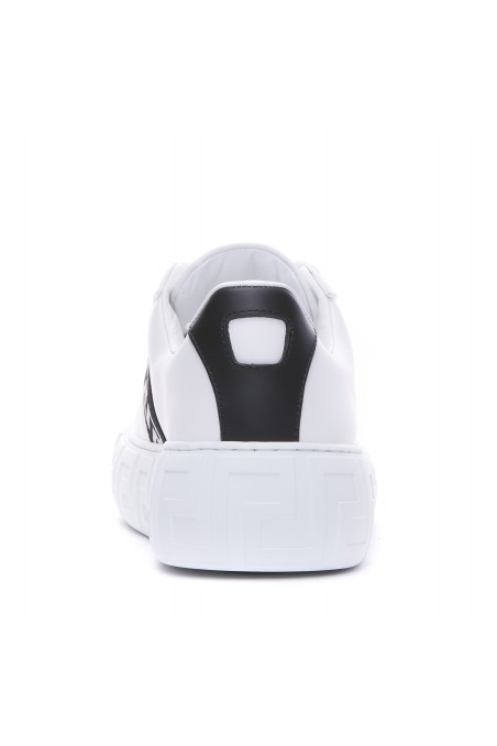 Versace Skórzane sneakersy GRECA, logowane, białe buty sportowe, 10041841A007752W020