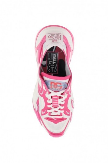 Dolce & gabbana Biało-różowe sneakersy Fast