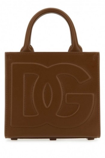 Dolce & Gabbana Brązowa skórzana mini torba shopper DG Daily