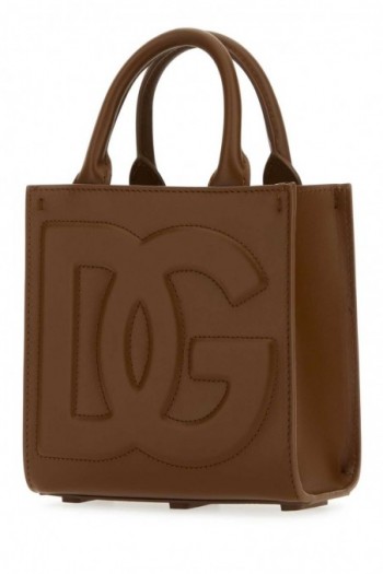 Dolce & Gabbana Brązowa skórzana mini torba shopper DG Daily