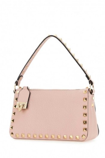 Valentino Mała torebka Rockstud ze skóry w kolorze różowym
