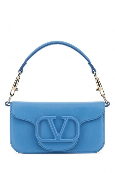 Valentino Mała torebka Locò ze skóry w kolorze niebieskim