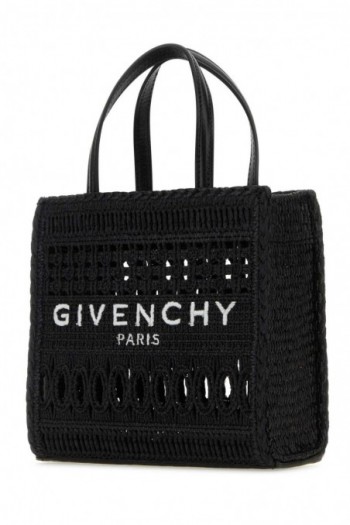 Givenchy Czarna torebka mini G-Tote z rafii