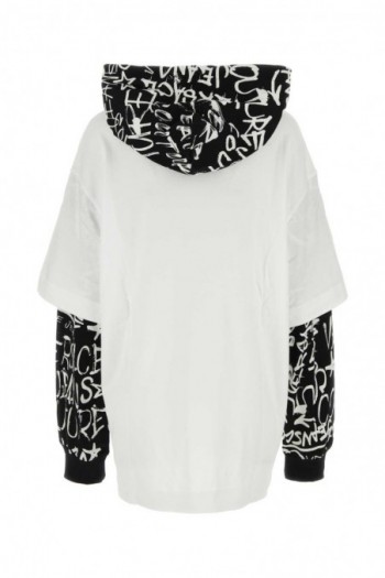 Versace Jeans Couture Czarno biała bawełniana bluza z logo