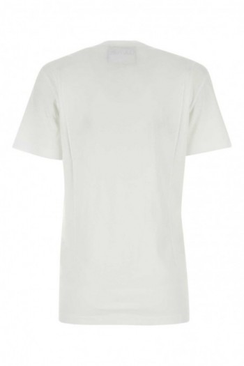 Versace Jeans Couture Biała bawełniana koszulka z złotym logo 23395
