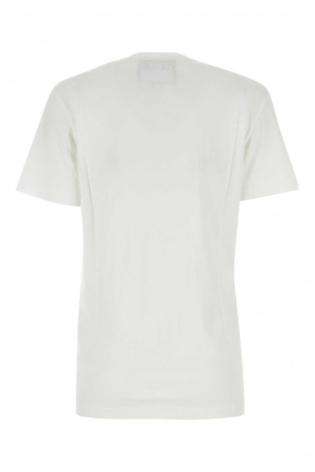 Versace Jeans Couture Biała bawełniana koszulka z złotym logo 23395