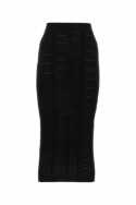 2Balmain Czarna długa dzianinowa spódnica z logo guzikami