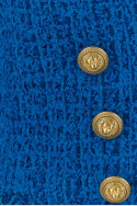 2Balmain Błękitna tweedowa marynarka z logo guzikami