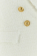 2Balmain Biała tweedowa marynarka z logo guzikami 23449