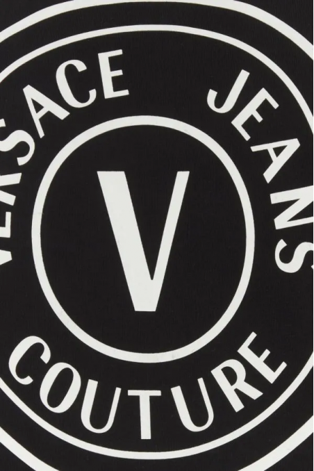 Versace Jeans Couture Czarna bawełniana bluza z kapturem z logo