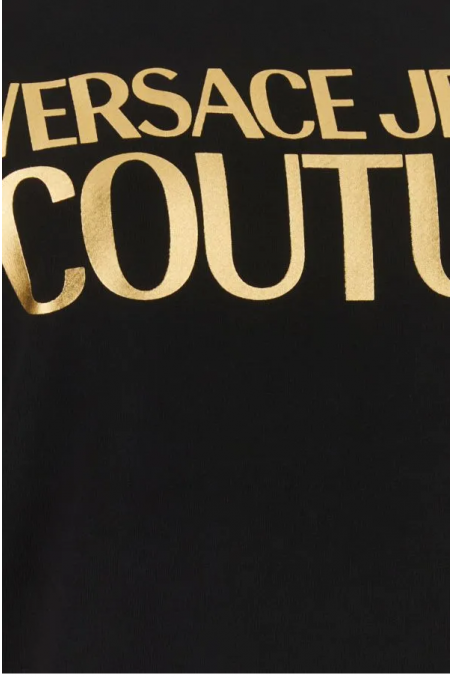 Versace Jeans Czarna bawełniana bluza z złotym logo 23402
