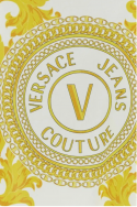 2Versace Jeans Couture Biała bawełniana koszulka z barokowym  logo