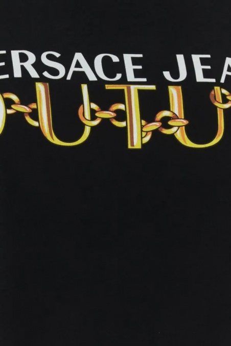 Versace Jeans Couture Czarna bawełniana koszulka z logo