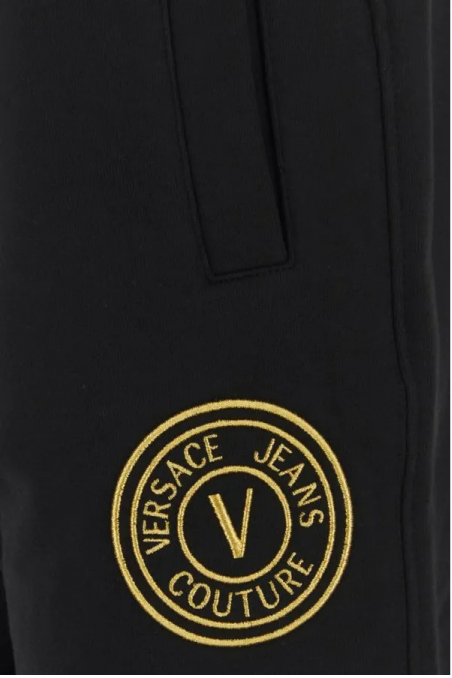 Versace Jeans Couture Czarne bawełniane joggery z logo
