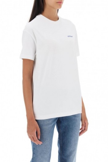 Off-white Biały bawełniany t-shirt z haftem na plecach