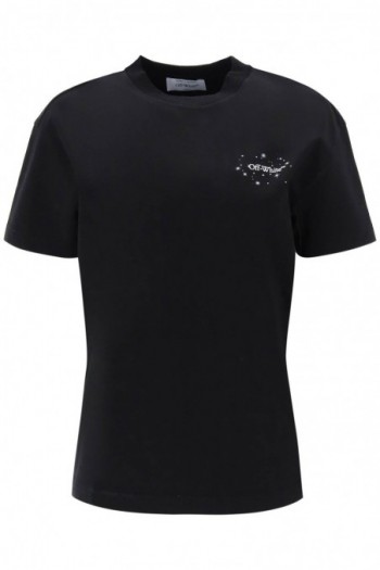 Off-white Czarny bawełniany t-shirt z motywem strzałki na plecach