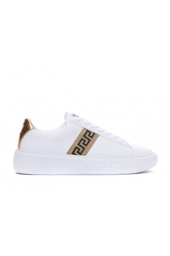 Versace Białe sneakersy GRECA logo, sportowe buty męskie, DSU84041A017592W110