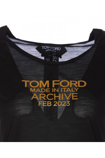 Tom ford Jedwabna koszulka z logo, TSJ559FAX835XLBGO