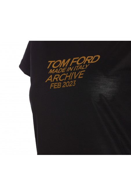 Tom ford Jedwabna koszulka z logo, TSJ559FAX835XLBGO