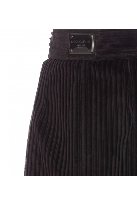 Dolce & gabbana Plisowana spódnica z logo plakietką, F4CPETFUWEUM0682